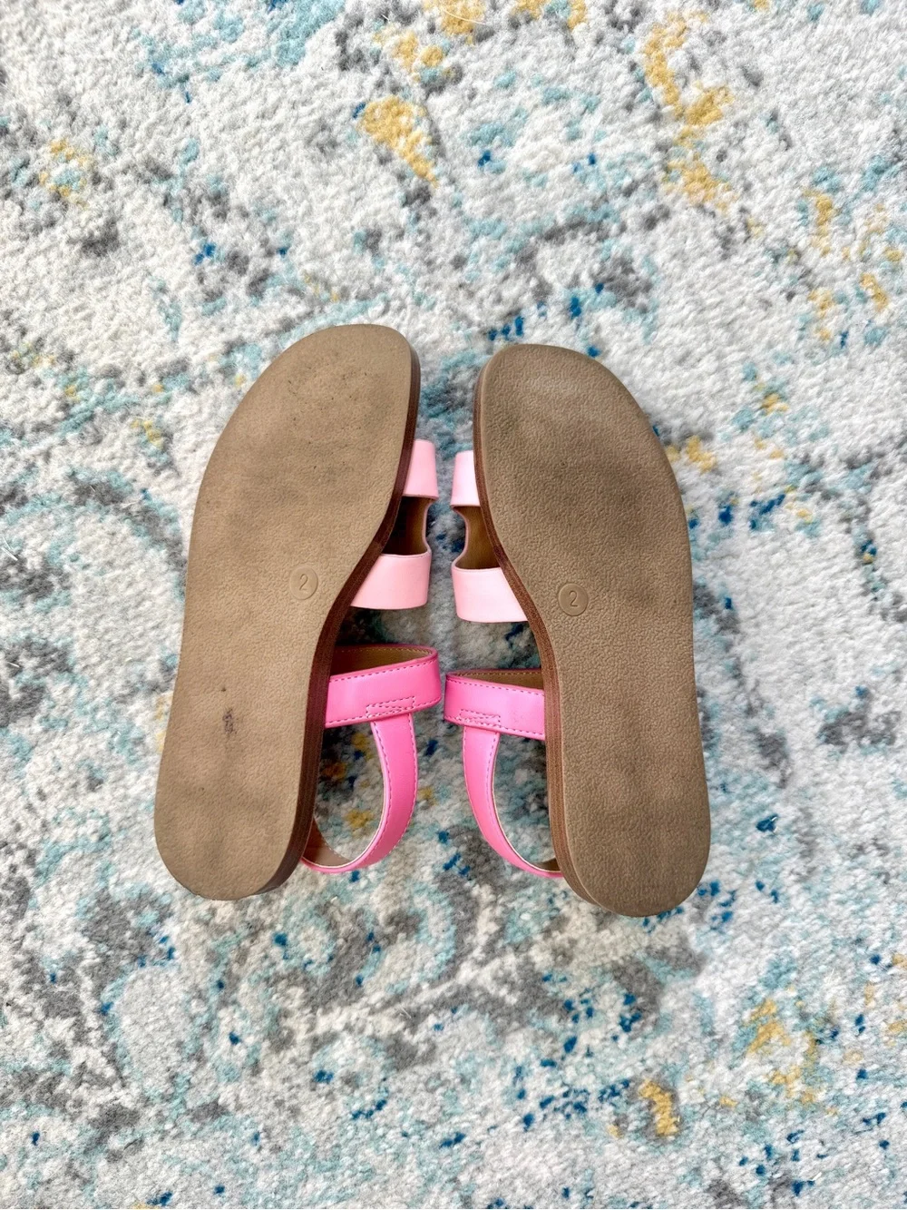 art class Pink Open-Toe Ankle Strap Sandals Velcro Closure Size 2 Girls